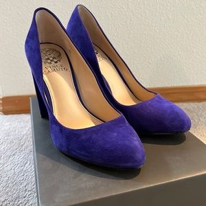 Vince Camuto cobalt blue pumps, stacked heel
